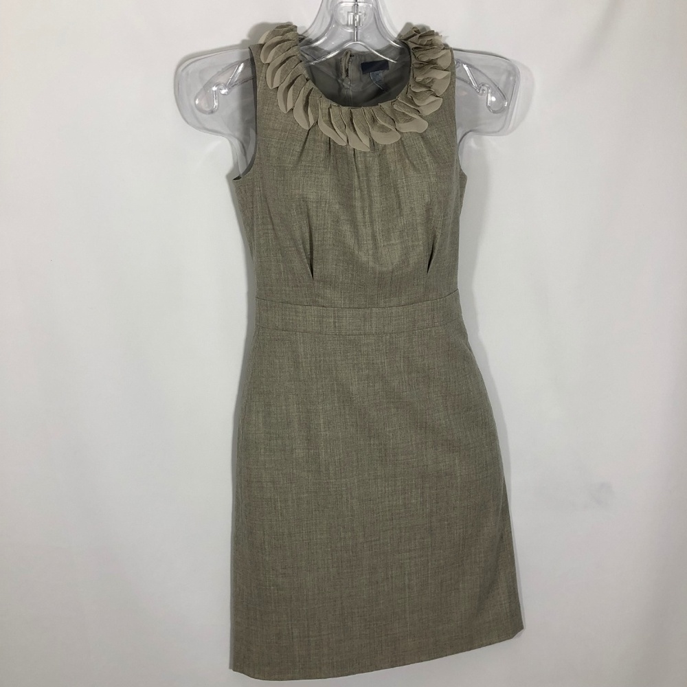 J. CREW fitted sheath dress floral applique ruffle